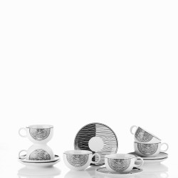 Сервиз за кафе и чай Kütahya Porcelain 12 части, 6 човека, цвят бяло и черно